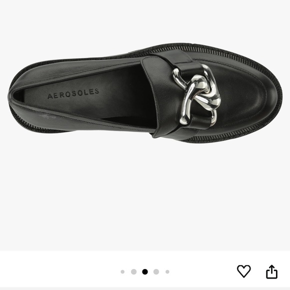 New Aerosoles Women’s Lilia Loafers Black Leather Size 8 Shoes Chunky Flats Work - Picture 5 of 12